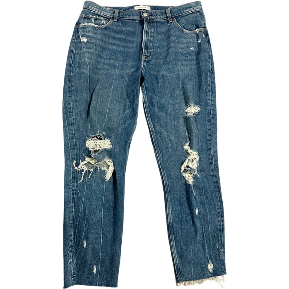 Abercrombie High Rise Ripped Mom Jeans 16L